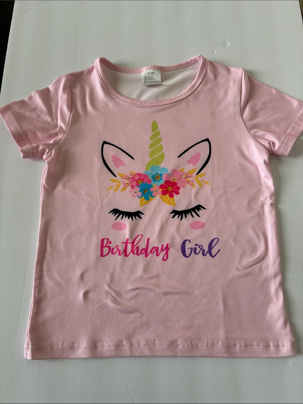 Pink 'Birthday Girl' Unicorn Tee for Girls